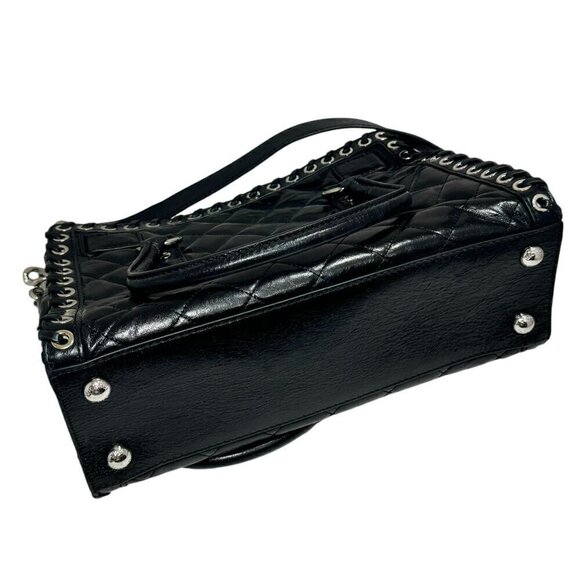 Michael Kors Hamilton Hippie Grommet Quilted Tote Black & Silver 12.5 x 9 - Picture 11 of 12